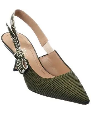 Женские туфли-лодочки Dior Jadior из ткани и кожи с пяткой на пятке, зеленый 36