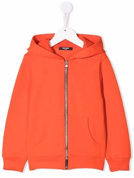 Balmain Kids худи на молнии с логотипом