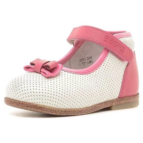 Туфли для девочек, цвет розовый, белый, размер 22, бренд Зебра, артикул 10539-2