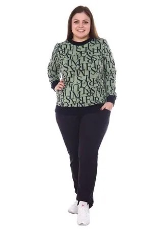 Костюм Toontex, джемпер и брюки, повседневный стиль, полуприлегающий силуэт, размер 46, черный, зеленый
