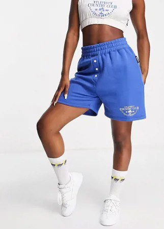 Голубые шорты для бега от комплекта Missguided Playboy Sports-Темно-синий