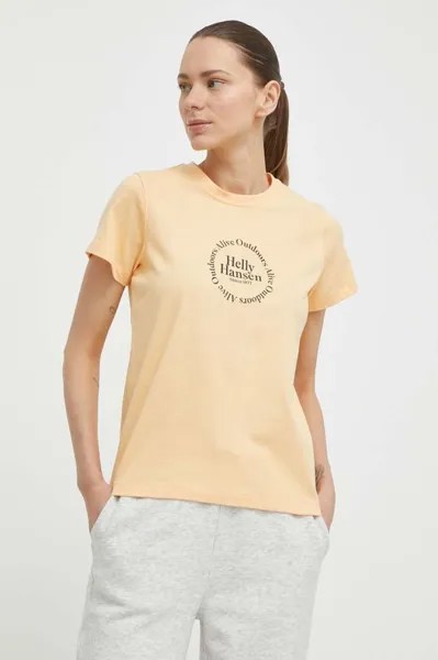 Хлопковая футболка Helly Hansen, желтый