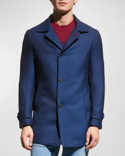Мужское прогулочное пальто из шерсти и кашемира Isaia, цвет Bright Blue