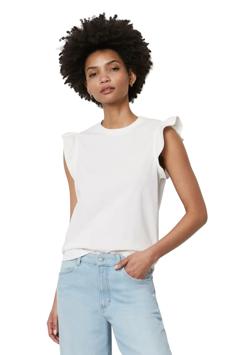 Топ Marc O'Polo с рюшами из ДЕНИМа и модными оборками на рукавах Marc O'Polo Denim, кремовый