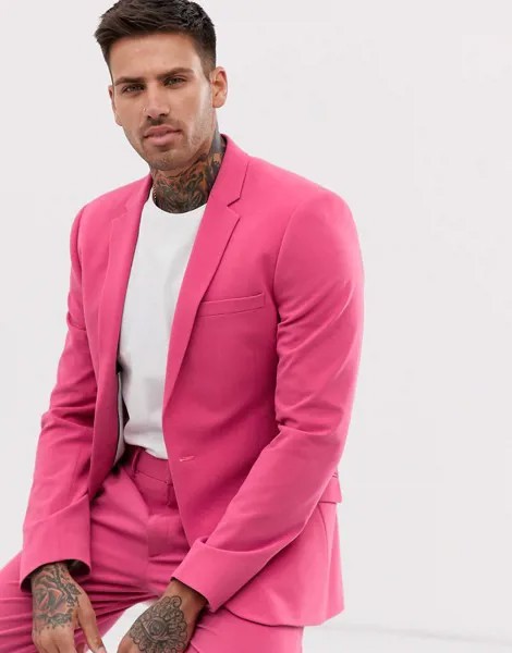 Малиново-розовый супероблегающий пиджак ASOS DESIGN