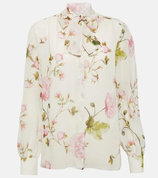 Шелковая блузка с цветочным принтом GIAMBATTISTA VALLI, белый