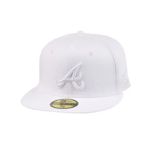 Мужская приталенная шляпа New Era Atlanta Braves White 59Fifty бело-серая