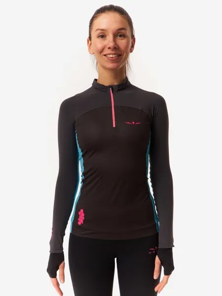 ЛОНГСЛИВ С МЕМБРАННОЙ ВСТАВКОЙ ЖЕНСКИЙ 1/2 ZIP MEMBRANE | DG SKYBLUE, Черный