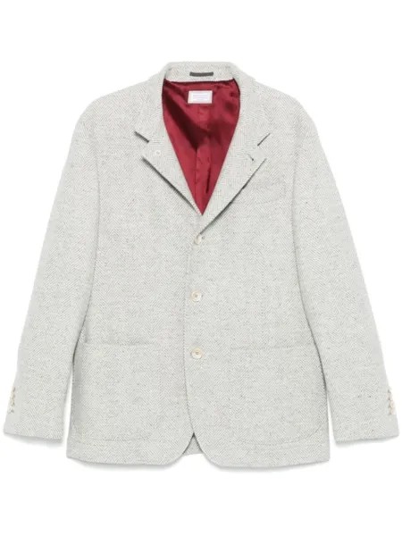 Brunello Cucinelli пиджак с узором в елочку, серый
