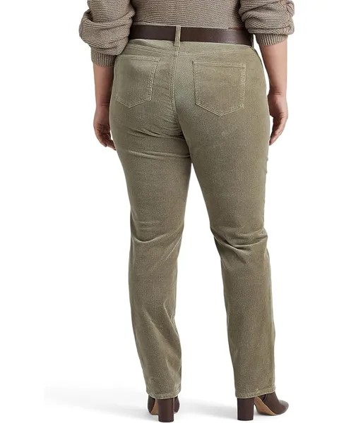 Брюки LAUREN Ralph Lauren Plus-Size Corduroy Mid-Rise Straight Pant, цвет Muted Moss