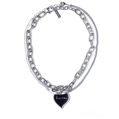 Колье Moon Paris, Valentine, 2 цепи, плоская цепь и цепь с сердцем, MVL-21.11-003 черный
