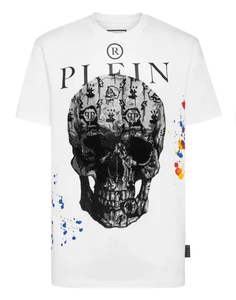 Футболка с круглым вырезом SS с кристаллами Philipp Plein, цвет White / Black