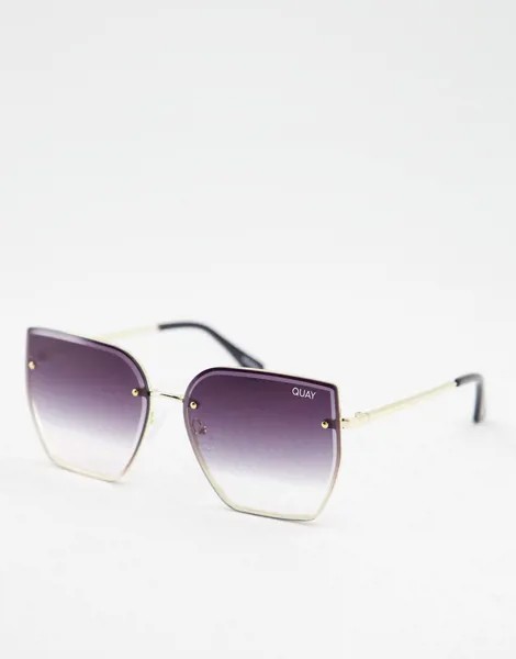 Квадратные солнцезащитные очки выцветшего черного цвета Quay-Золотистый