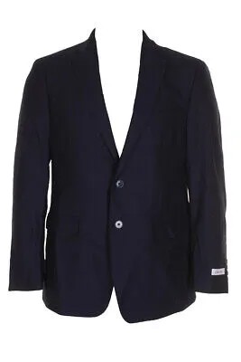 Calvin Klein Mens Navy Blue Black Slim Fit Текстурированное однобортное спортивное пальто