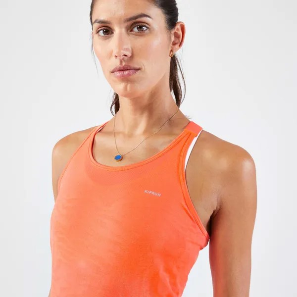 Женская бесшовная майка для бега - Run 500 Comfort коралловый KIPRUN, цвет orange