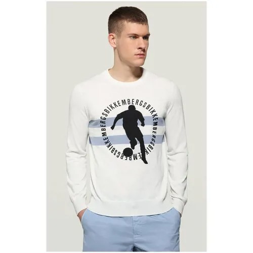 Пуловер для мужчин, BIKKEMBERGS, модель: CS34G11X1489A00, цвет: белый, размер: L