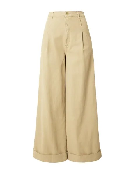 Широкие брюки со складками спереди Topshop CLEAN, оливковый