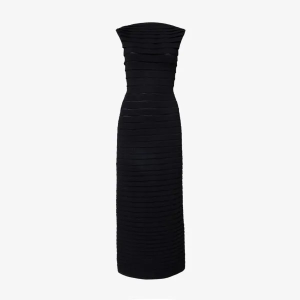 Трикотажное платье макси приталенного кроя в полоску Alaia, цвет noir alaia