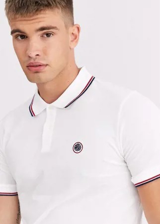Белое поло с контрастной отделкой Pretty Green-Белый