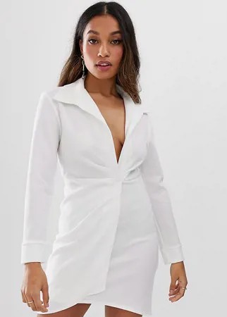 Облегающее платье-рубашка ASOS DESIGN petite-Белый