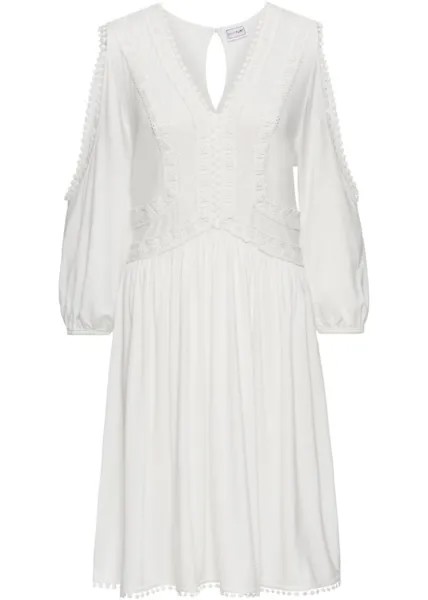 Платье из джерси с вырезами и кружевной отделкой Bodyflirt, белый