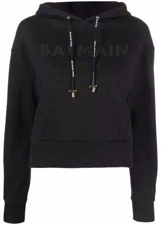 Balmain худи с логотипом и стразами