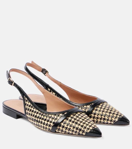 Балетки Jama из рафии с кожаной отделкой Malone Souliers, черный