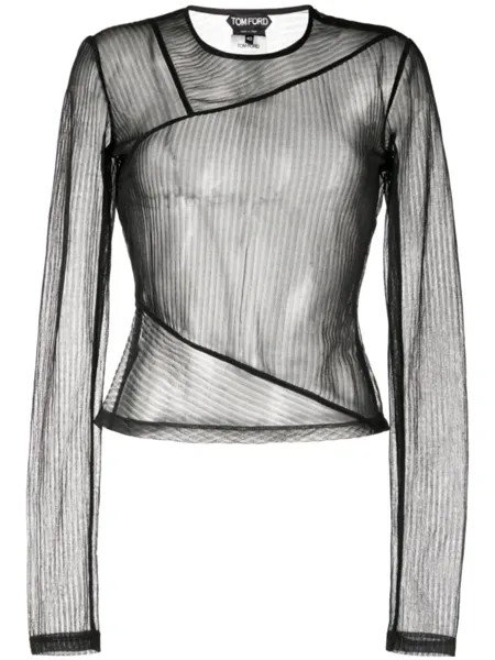 TOM FORD топ из джерси в рубчик с длинными рукавами, черный