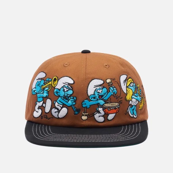 Кепка Butter Goods x The Smurfs Band 6 Panel коричневый, Размер ONE SIZE