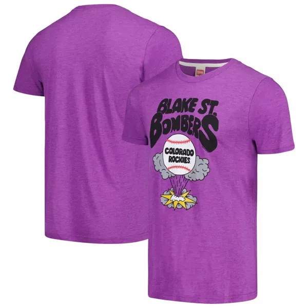 Мужская фиолетовая футболка Homage Colorado Rockies Blake St. Bombers Tri-Blend
