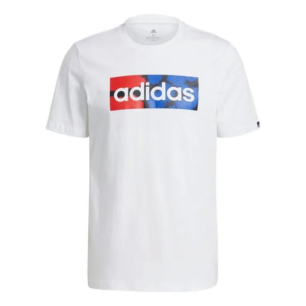 Футболка Adidas Alphabet Logo Printing Round Neck Pullover Short Sleeve White T-Shirt, Белый