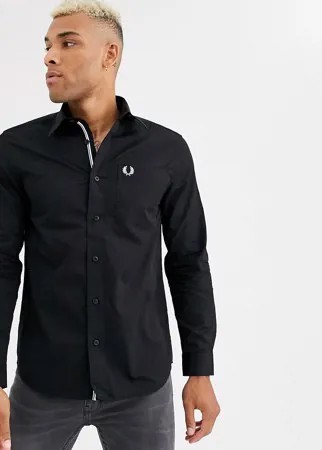 Черная поплиновая рубашка с карманом Fred Perry-Черный