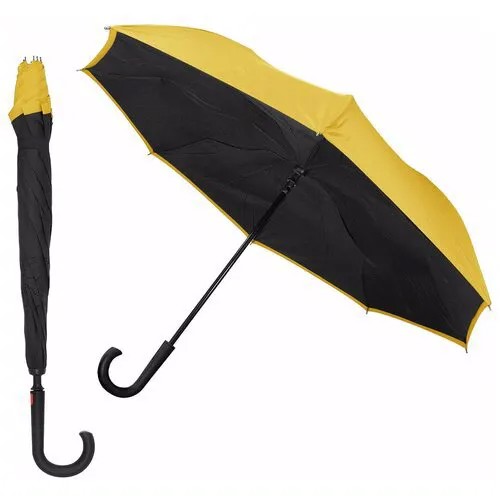 Двусторонний зонт Remax RT-U1 Yellow/автоматический легкий зонт/зонт полуавтомат Антиветер прочный/подарок женщине / зонтик / подарок мужчине/женский зонт/мужской зонт/ обратный зонт/реверсивный зонт/двухслойный зонт
