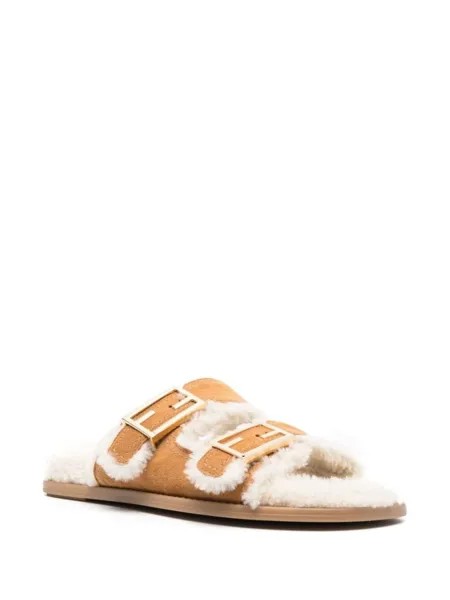 FENDI сандалии с подкладкой из овчины, серый