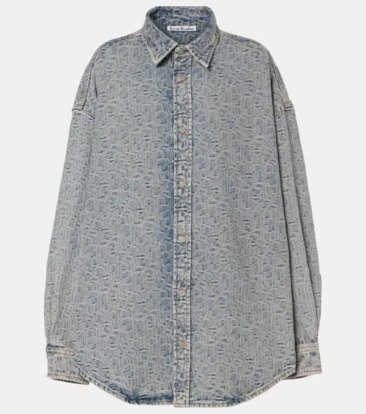 Джинсовая рубашка с монограммой Setar Acne Studios, цвет blue/beige