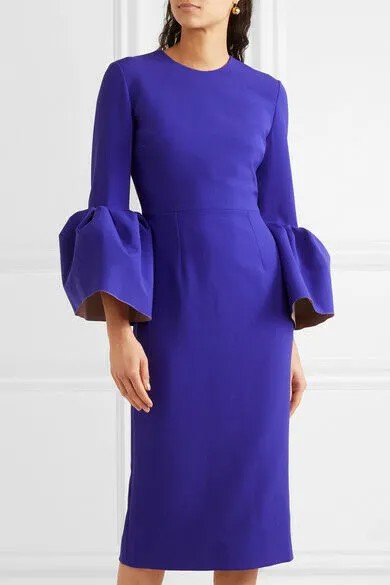 ROKSANDA Фиолетовое платье-футляр миди с рукавами-колокольчиками ROKSANDA 8UK ~ 4US S