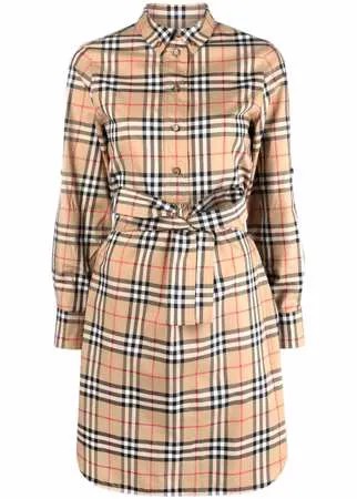Burberry платье-рубашка в клетку Vintage Check с поясом
