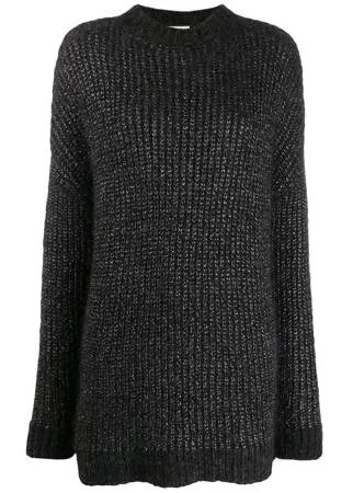Saint Laurent джемпер свободного кроя с эффектом металлик