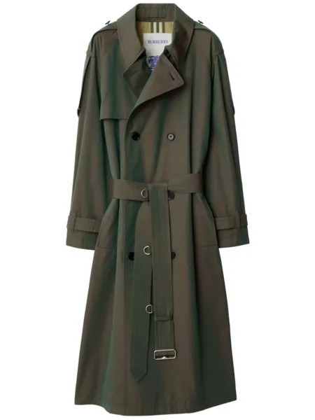 Длинный тренч Burberry, зеленый