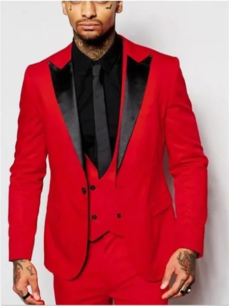 Модный мужской костюм для отдыха лучший мужской красный жакет для шафера мужские костюмы смокинг для жениха Черный с вырезом на отвороте св...
