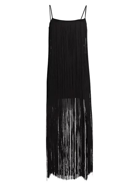 Удлиненное мини-платье с бахромой Alexander Wang, черный
