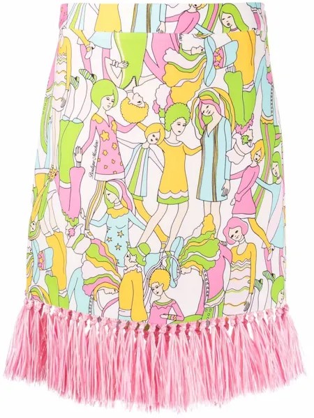 Boutique Moschino юбка прямого кроя с бахромой