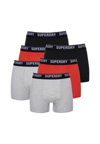 Мужские боксеры - BOXER MULTI TRIPLE PACK, натуральный хлопок, 6 шт. в упаковке Superdry., цвет Schwarz Grau Orange