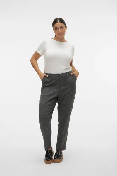 Костюмные брюки больших размеров «Принц Уэльский» Vero Moda Curve, черный