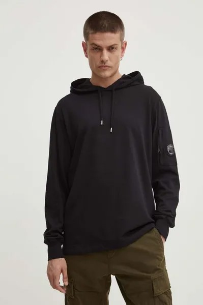 Хлопковая толстовка Light Fleece C.P. Company, черный