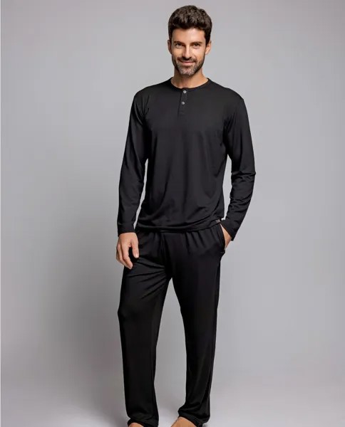 Мужская длинная черная пижама из модала ZD, черный