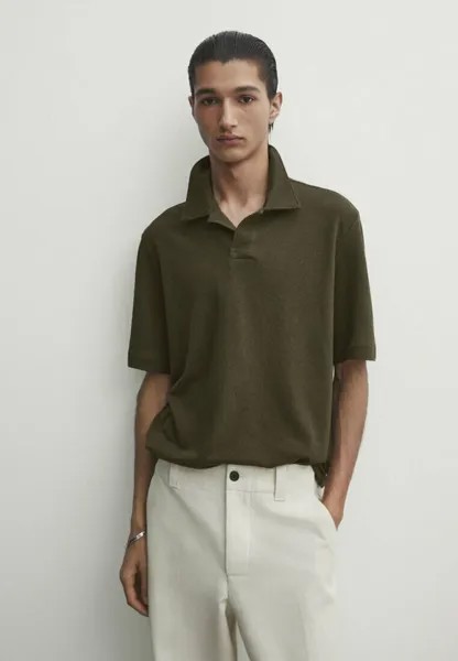 Рубашка-поло TEXTURED SHORT SLEEVE Massimo Dutti, цвет khaki