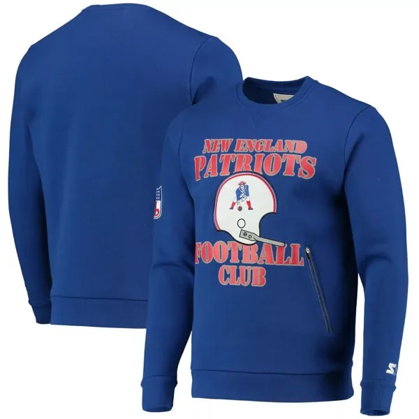 Мужской пуловер с капюшоном Royal New England Patriots Locker Room Throwback End Zone Starter