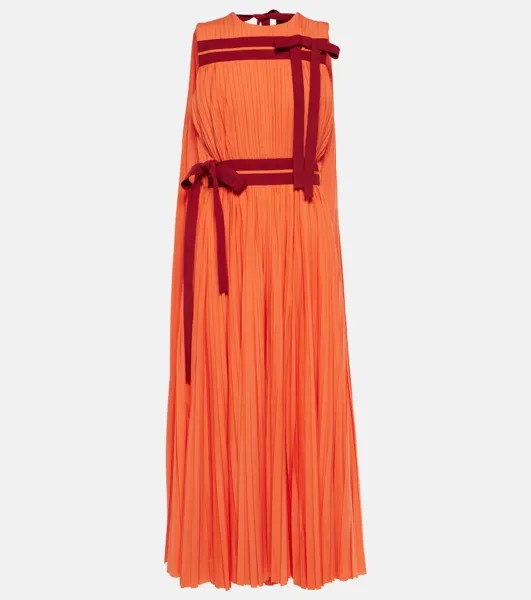 Плиссированное платье миди calista с накидкой и бантом Roksanda, оранжевый