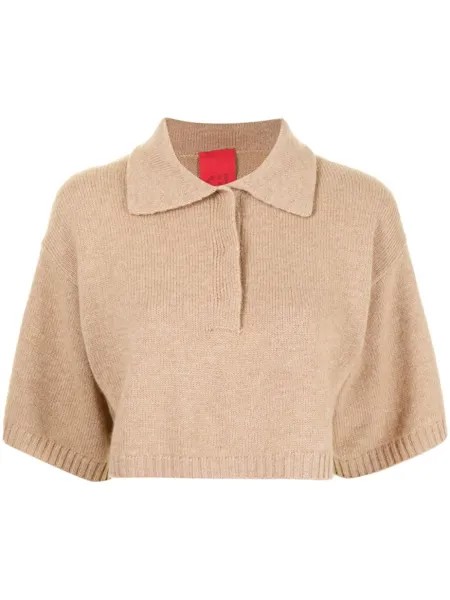 Укороченная трикотажная рубашка Demi Cashmere In Love, коричневый